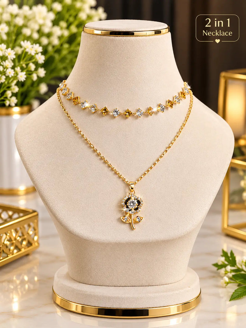 Premium Quality 2 Layered Chain Women And Girls Pendant Set 4