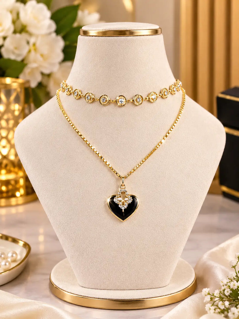 Premium Quality 2 Layered Chain Women And Girls Pendant Set 2