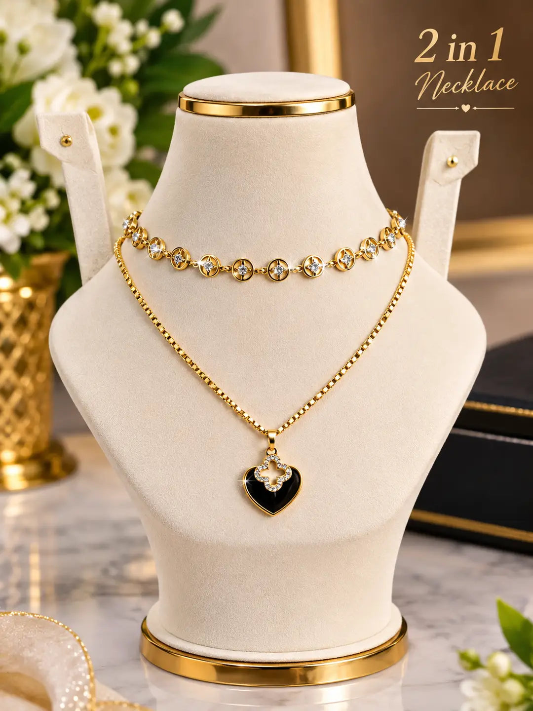 Premium Quality 2 Layered Chain Women And Girls Pendant Set 2