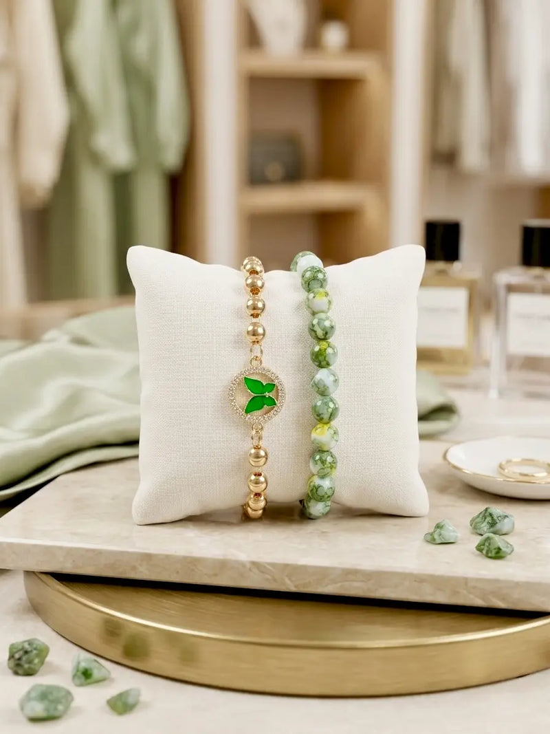 2 Pcs Funky Gold Plated Crystal Chain Bracelet Design 3