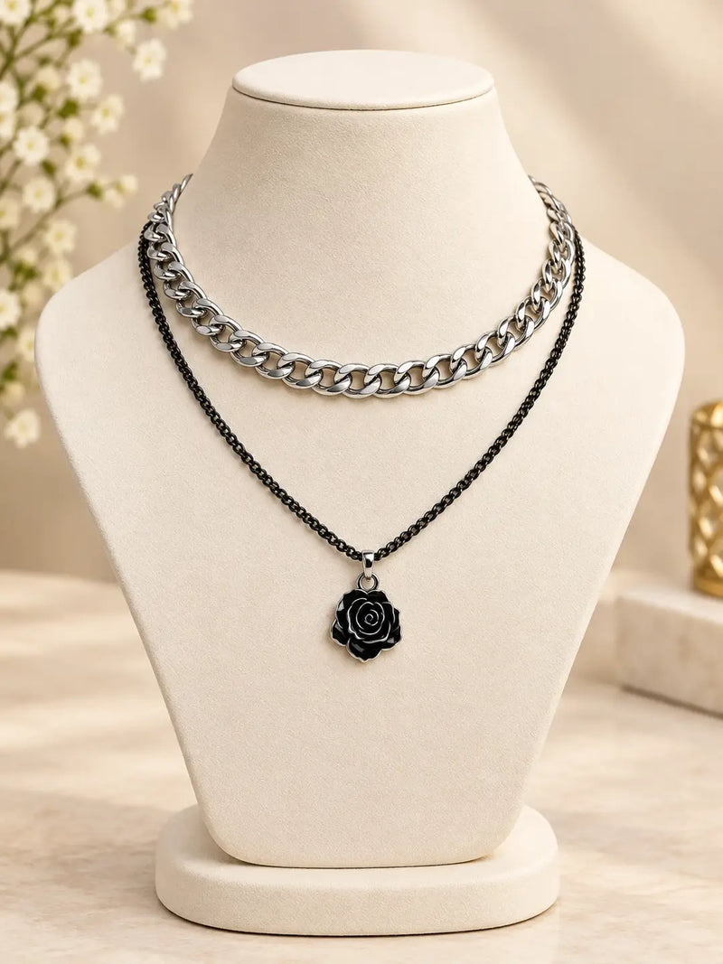 Premium Quality 2 Layered Chain Women And Girls Pendant Set 5