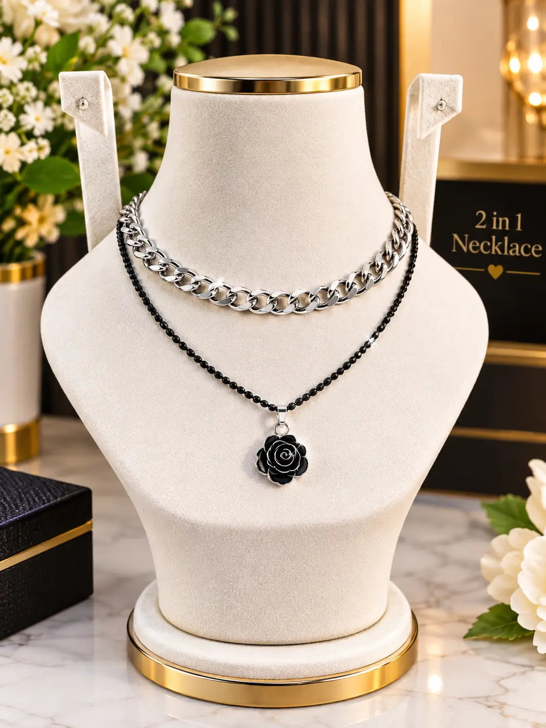 Premium Quality 2 Layered Chain Women And Girls Pendant Set 5