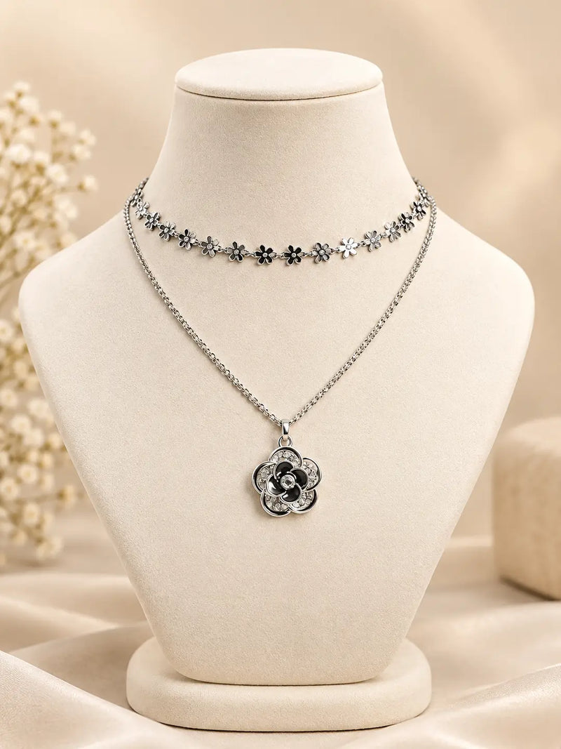 Premium Quality 2 Layered Chain Women And Girls Pendant Set 3