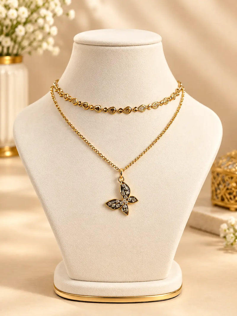 Premium Quality 2 Layered Chain Women And Girls Pendant Set 1