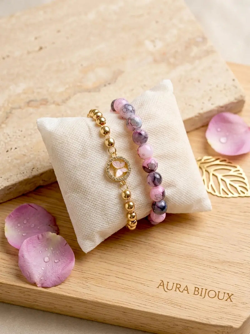 2 Pcs Funky Gold Plated Crystal Chain Bracelet Design 1