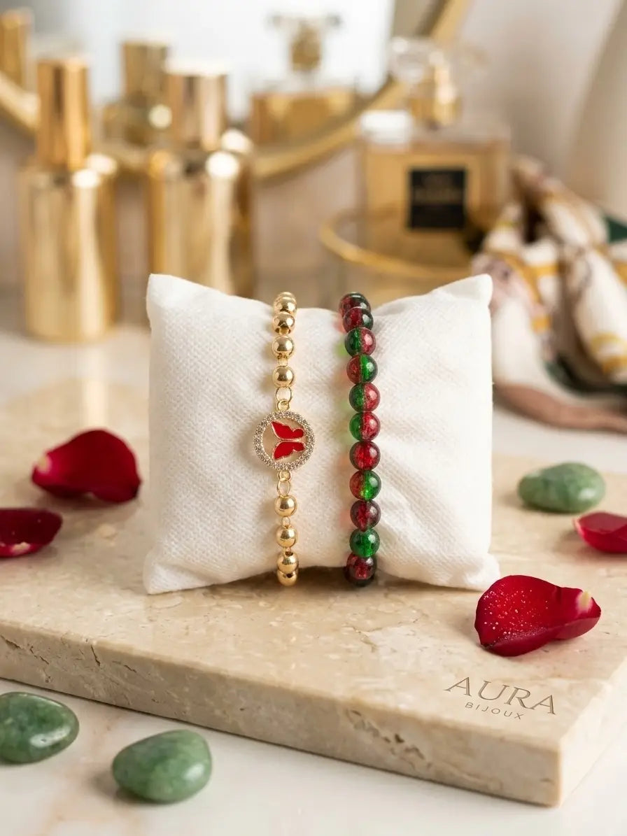 2 Pcs Funky Gold Plated Crystal Chain Bracelet Design 4